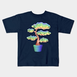 Low Poly Rainbow Bonsai Tree Kids T-Shirt